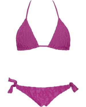 Emporio Armani Bikini mit 3D-Logo - Lila