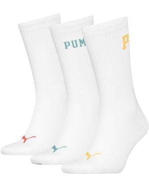 PUMA Logo Crew Socks 3 paires EU 43-46 - Blanc