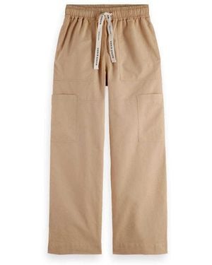 Scotch & Soda Noa high-Rise Wide-Leg Pull on Cargo Casual Pants - Natur