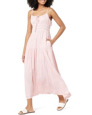 The Drop Tavia Tie-Front Tiered Maxi Dress Robe Longue - Rose