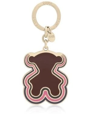Tous Portachiavi a forma di orso con design in marrone e rosa - Bianco