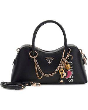 Guess Handtasche Umhängetasche Davina Satchel Black schwarz
