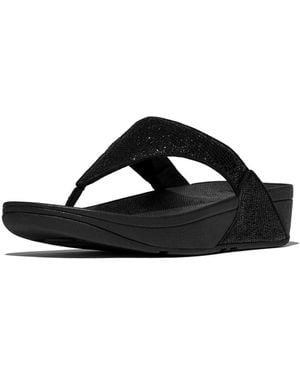 Fitflop Lulu Crinkled-shimmer Toe-post Sandals - Black
