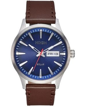 Nixon Analog Japanisches Quarzwerk Uhr mit Leder Armband A1347-5091-00 - Blau