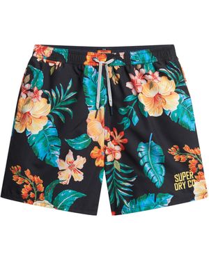 Superdry 43 Cm Lange Zwemshorts Met Hawaïprint - Blauw