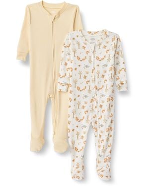 Amazon Essentials X Sofia Grainge Pijama Ceñido de Algodón con Pies Bebés - Neutro
