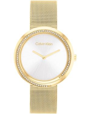 Calvin Klein Orologio Analogico al Quarzo da Donna Collezione TWIST con Cinturino in Maglia Metallica in Acciaio Inossidabile di - Metallizzato