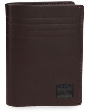 Pepe Jeans Hudson Vertical Wallet With Purse Brown 8.5x11.5x1cm Leather By Joumma Bags
