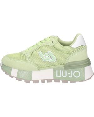 Liu Jo LIUJO BA4005 Amazing Light-Green Sneakers Sportive per Donna Nabuk Tessuto Verde Zeppa Alta