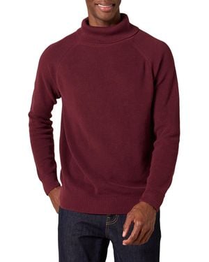 Amazon Essentials Rollkragenpullover aus 100% Baumwoll-Rippstrick - Rot