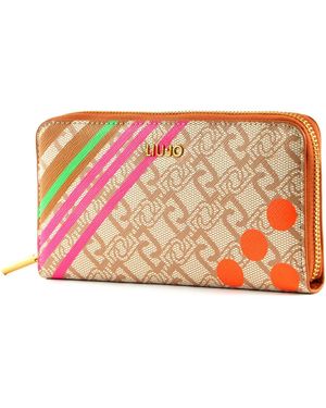 Liu Jo LIU JO Lucente ECS Zip Around Wallet XL Logo Chain Natur / Dee - Nero
