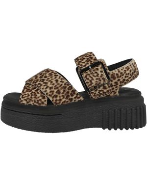 Clarks S Evamar Wish Leather Leopard Print Sandals 7 Uk - Brown