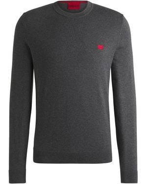 HUGO S San Cassius-c1 Organic-cotton Jumper With Red Logo Label - Black