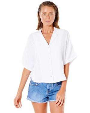 Rip Curl Premium Surf Short Sleeve Button Up Shirt Blouses - White
