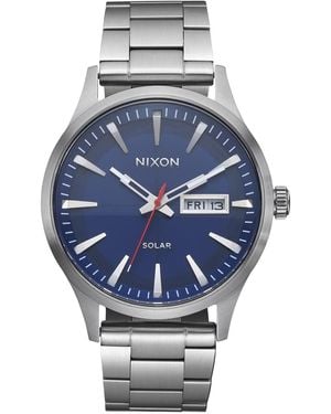 Nixon Sentry Solar A1346100m Water Resistant Stainless Steel Solar Powered Analog Watch - Grey