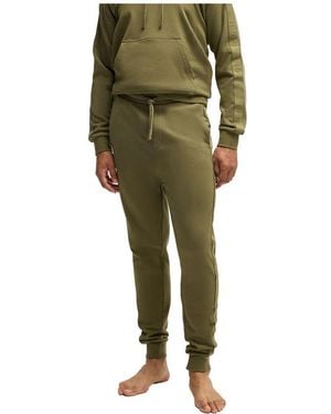 HUGO S Tonal Logo Pant Cotton-terry Tracksuit Bottoms With Logo Tape - Green