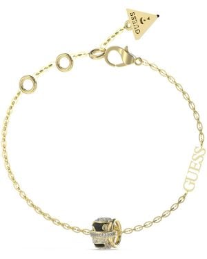 Guess Fabulous Me Collection Bracelet Jewellery In Yellow Gold Steel With Central Element With Circles - Metallic
