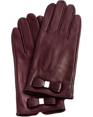 Ted Baker London Womens Leather Bow Detail Gloves Frannca In Deep Purple Medium - Large
