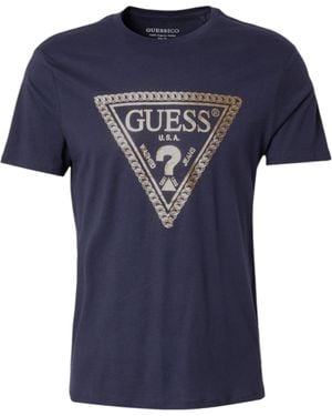 Guess T-Shirt Uomo Logo Triangolo Catena Blu ES25GU16 M5RI49K9RM1 G7V2 S