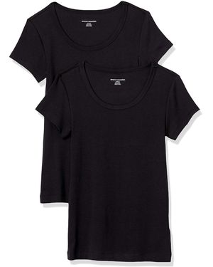 Amazon Essentials 2-Pack Slim-Fit cap-Sleeve Scoopneck T-Shirt Fashion-t-Shirts - Nero