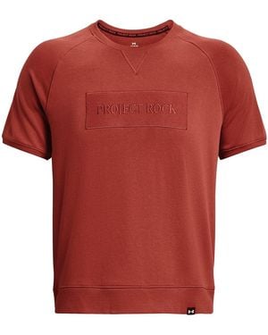 Under Armour S Project Rock Terry Gym Top Sports Training Heritage Red L