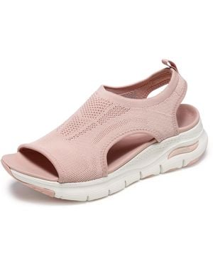 Skechers Arch Fit-city Catch S Knit Slip-on Sandals - Black