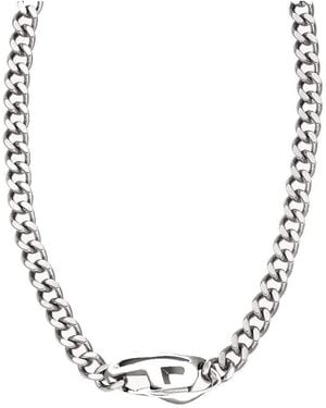 DIESEL Collana in acciaio inox tono argento - Metallizzato