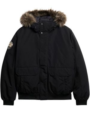 Superdry Everest Kunstfell-Bomberjacke Tiefschwarz M