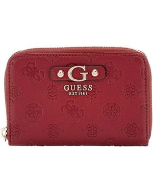 Guess Gerty Slg Medium Zip Around Wallet M Claret - Red
