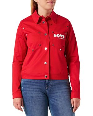 Love Moschino Trucker jacket in stretch cotton fancy gabardine - Rot