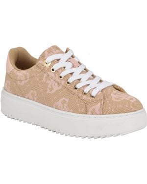 Guess Denesa Treaded Platform Lace-up Trainers - Natural