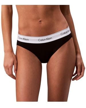 Calvin Klein 's Bikini Briefs With Logo Waistband - Brown