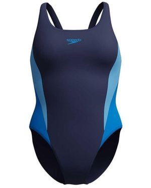 Speedo Colourblock 2.0 Swimsuit Swimming Costume Blue Size 36" Approx Uk 12