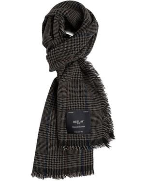 Replay AX9252 X015 Écharpe Noir + Blanc cassé + Noyer UNIC