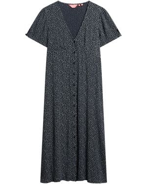 Superdry Short Sleeve Printed Button Down Midi Dress - Black