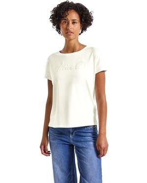 Street One A323579 Shirt mit Glitzer-Wording - Weiß