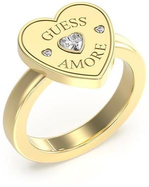 Guess Goldener Amore-Ring aus Edelstahl - Mettallic