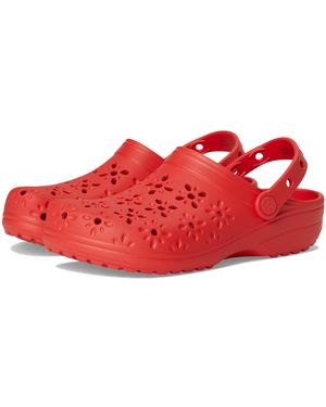 Crocs™ Classic Clogs With Floral Cut Out Design Slippers 3 - Red