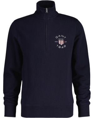 GANT Print Half Zip Sweatshirt - Blau