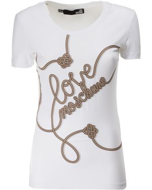 Love Moschino Tight-Fit Short-Sleeved T-Shirt - Bianco