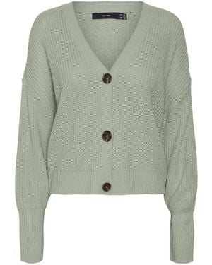 Vero Moda Vmlea Ls V-neck Cuff Noos Cardigan Jumper - Green
