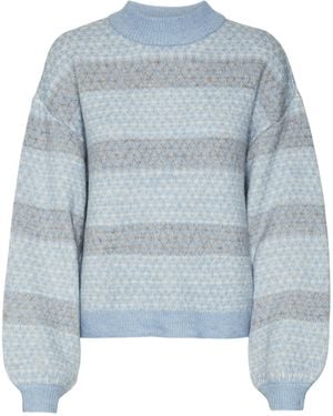 Vero Moda Vmtrixie Ls Ga Boo High Neck Jumper Knit - Blue