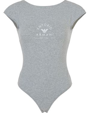 Emporio Armani Body aus Stretch-Baumwolle mit ikonischem Band mit Logo - Grau