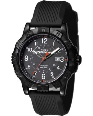 Timex Armbanduhr Expedition Cat Mid-Size TW4B32000 Quarz wasserdicht bis 50 m Mineralglas schwarzes Zifferblatt Messing