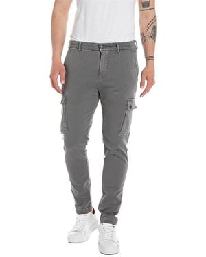 Replay Pantaloni cargo da uomo Hyperflex con elasticità - Grigio
