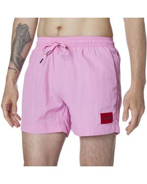 HUGO Square Logo Swim Trunk Badehose - Lila