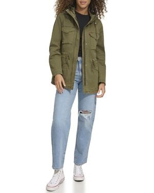 Levi's Plus Size Four Pocket Hooded Military Jacket - Green