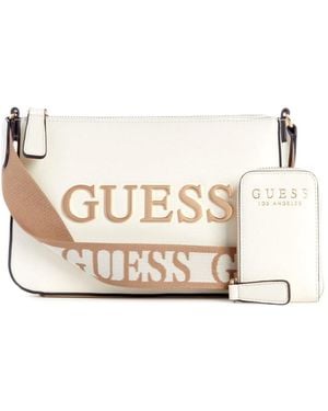 Guess Caracara Zip-top Crossbody - Natural