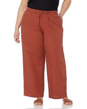 Amazon Essentials Linen Blend Drawstring Relaxed-fit Wide-leg Trouser - Red