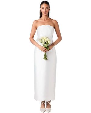 Coast Scallop Detail Twill Column Bridal Dress - White